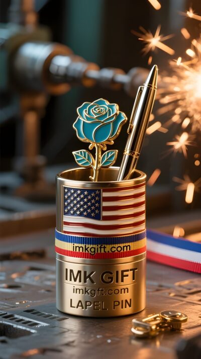 in981-Rose-Pen-Holder-under-the-Stars-and-Stripes-Writing-the-July-Legend-of-Freedom-and-Tenacity